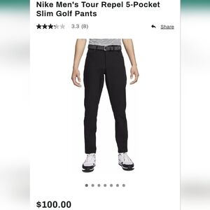 Nike Men's Black Dri-fit slim fit golf Pants sz 32 x 32